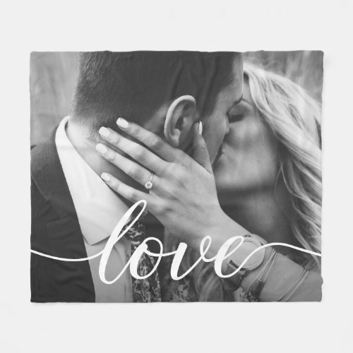 Custom wedding photo Love script gift Fleece Blanket