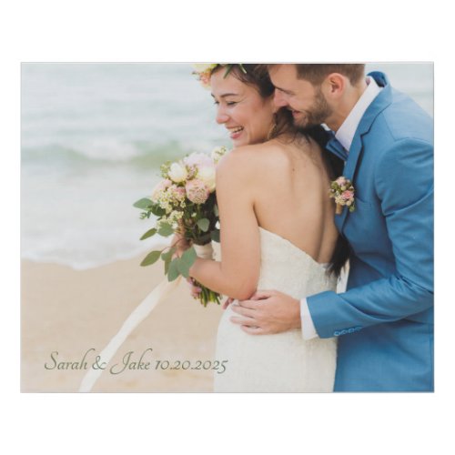 Custom Wedding Photo Memento Faux Canvas Print