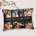 Custom Wedding Photo Modern Chic Stylish Elegant   Accent Pillow<br><div class="desc">Elegant and modern wedding keepsake,  this custom name and date photo collage design makes a beautiful display for your favorite pictures of your special day. Great gift for newlyweds or anniversaries! This is the black version.</div>