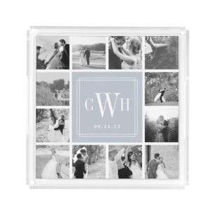 Custom Wedding Photo & Monogram Acrylic Tray