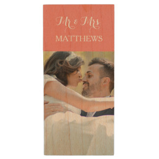 Custom Wedding Photo Monogram USB Flash Drive