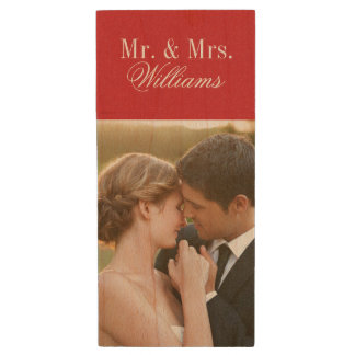Custom Wedding Photo Monogram USB Flash Drive