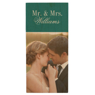 Custom Wedding Photo Monogram USB Flash Drive