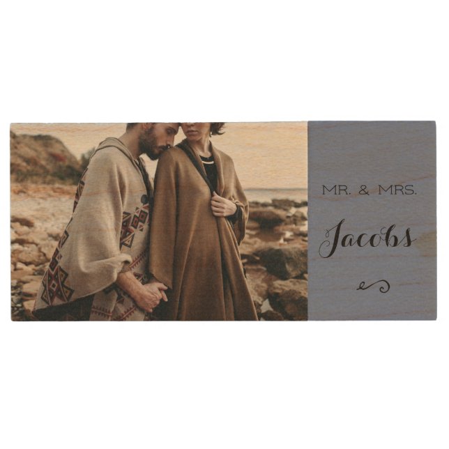 Custom Wedding Photo Monogram USB Flash Drive (Front)