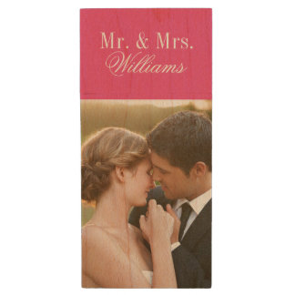 Custom Wedding Photo Monogram USB Flash Drive