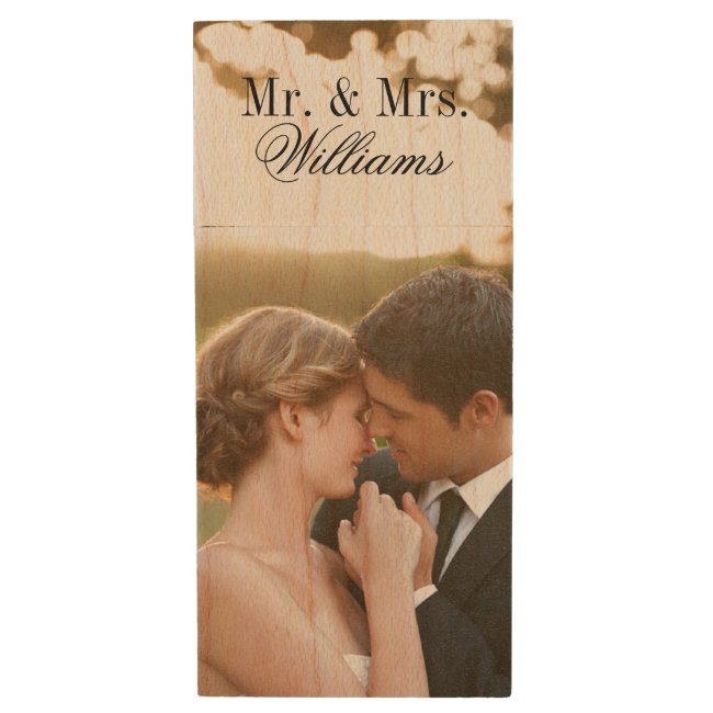 Custom Wedding Photo Monogram USB Flash Drive