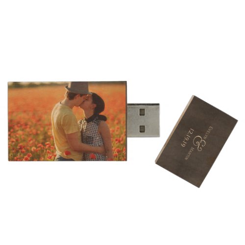 Custom Wedding Photo Monogram USB Flash Drive