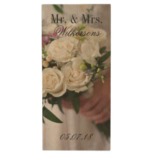 Custom Wedding Photo Monogram USB Flash Drive