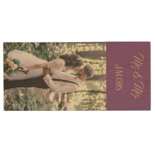 Custom Wedding Photo Monogram Wood Flash Drive