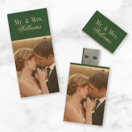 Custom Wedding Photo Monogram Wood Flash Drive