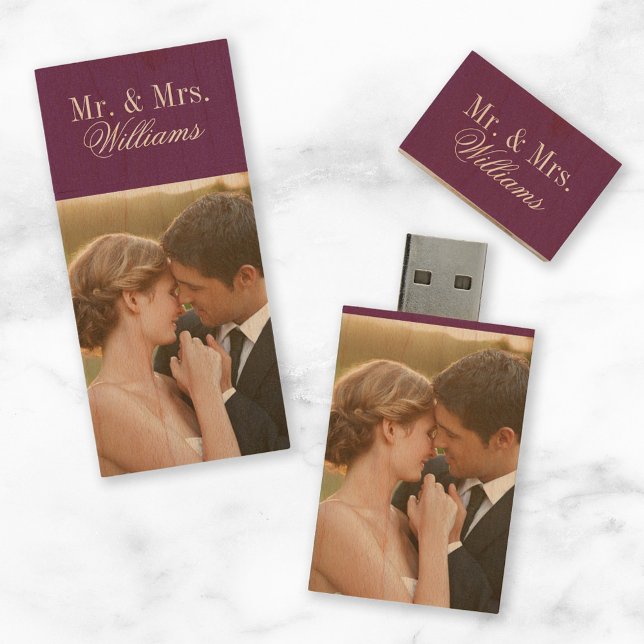 Custom Wedding Photo Monogram Wood USB Flash Drive (Creator Uploaded)