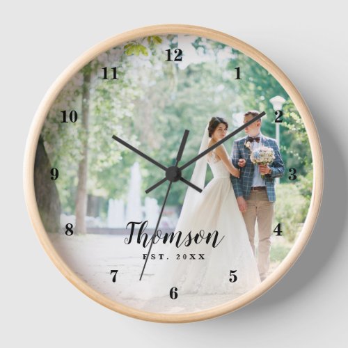 Custom Wedding Photo Monogrammed Clock