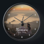 Custom Wedding Photo Monogrammed Clock<br><div class="desc">Create a special one of a kind round or square wall clock personalized with your wedding photo, name monogram and established date. The design features simple modern fonts overlaid onto your full bleed photo. Use the design tools to choose any fonts and colors to match your own home decor style....</div>