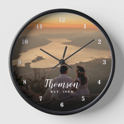 Custom Wedding Photo Monogrammed Clock