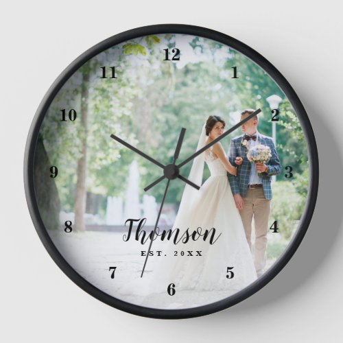 Custom Wedding Photo Monogrammed Clock