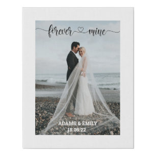 custom wedding photo name & date modern love you faux canvas print