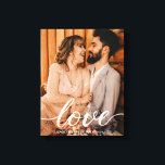 Custom Wedding Photo Names Date Love script Canvas Print<br><div class="desc">Customize this photo wrapped canvas with up your favorite wedding photography from the best day ever. With a 'love' script in a modern handwritten style that's both elegant and classic. Personalize with your names and wedding date. A perfect keepsake. Cherish the memories of your special day forever with this Custom...</div>