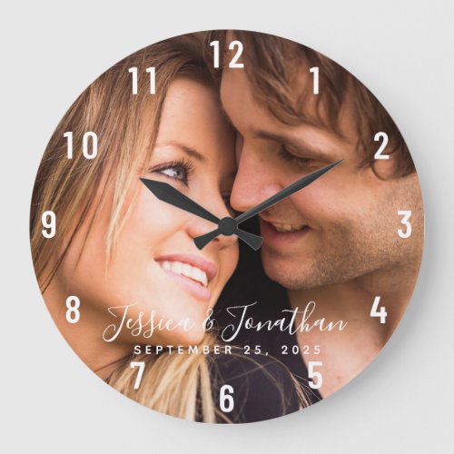 Custom Wedding Photo Personalized Anniversary Large Clock