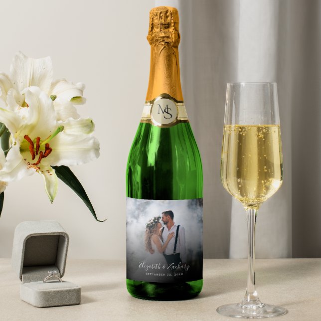 Custom Wedding Photo Personalized Sparkling Wine Label (Creator Uploaded)