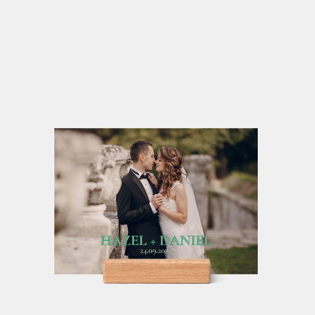 Custom Wedding Photo Print with Names and Date Holder (Woodblock)