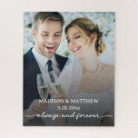 Custom Wedding Photo Puzzle<br><div class="desc">Celebrate your love story with this custom wedding photo jigsaw puzzle, featuring your favorite wedding photo, the romantic words "always and forever" in elegant script calligraphy, and customizable options for your names and wedding date. Perfect for anniversaries, date nights, or as a keepsake, this puzzle turns cherished moments into lasting...</div>