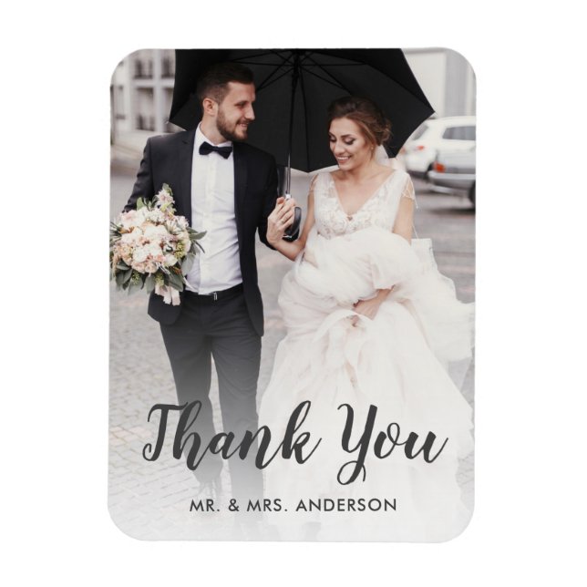 Custom Wedding Photo Script Thank You Magnet (Vertical)