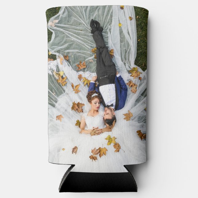 Custom Wedding Photo Seltzer Can Cooler (Front)