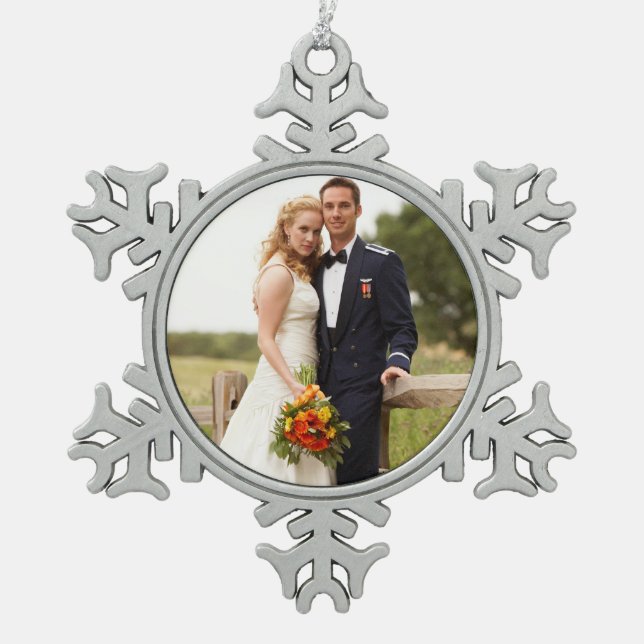Custom Wedding Photo Snowflake Ornament (Front)