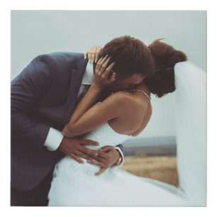Custom Wedding Photo Template Faux Canvas Print