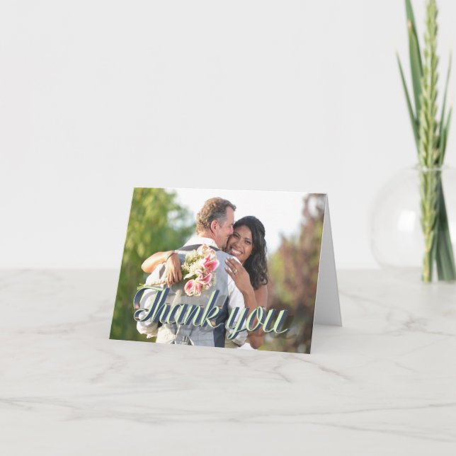 Custom Wedding Photo Thank You Text Overlay Card (Front)