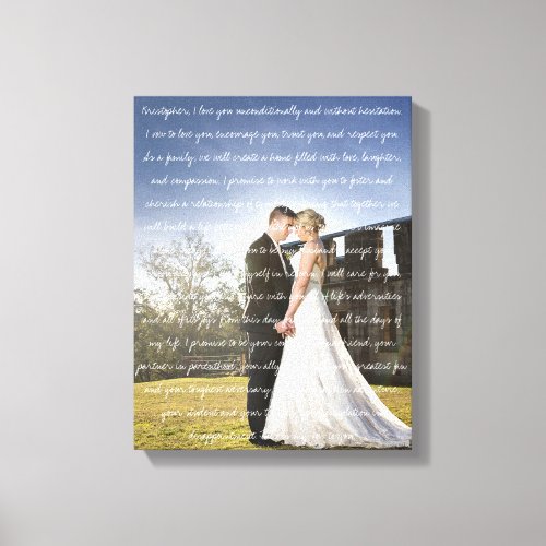 Custom Wedding Photo  Vows Canvas Print