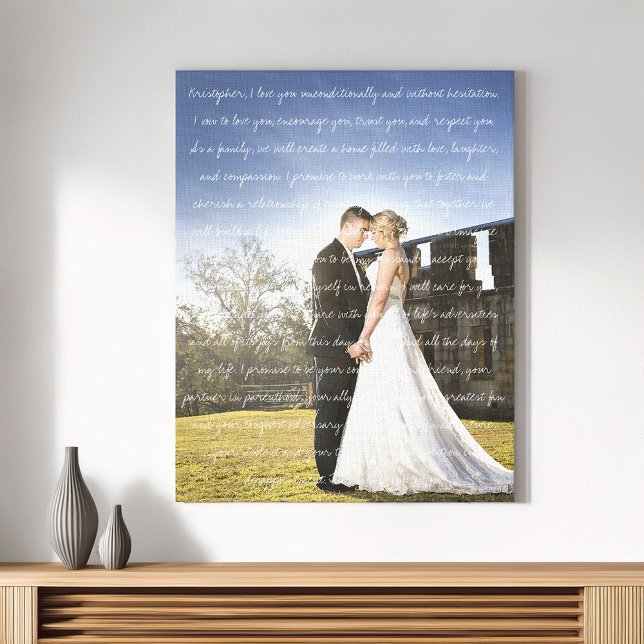 Custom Wedding Photo & Vows Canvas Print (Creator Uploaded)