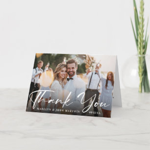 Custom Wedding Photo with an Elegant Calligraphy Thank You Card