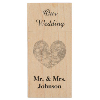 Custom wedding photo wood USB flash drive keepsake
