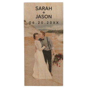 custom wedding photograph monogram commemorative wood flash drive
