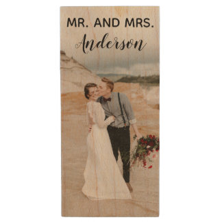 custom wedding photograph monogram commemorative wood flash drive