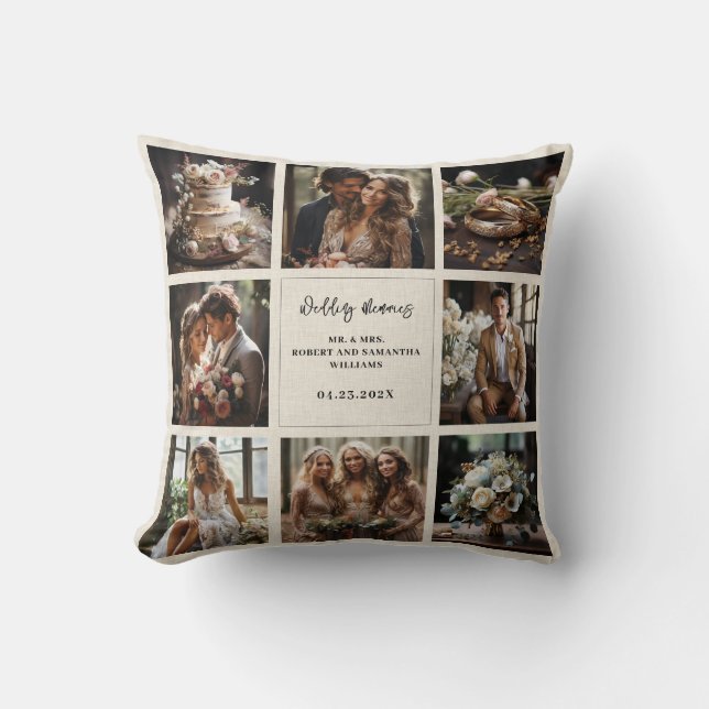 Custom Wedding Photos Collage  Throw Pillow (Front)