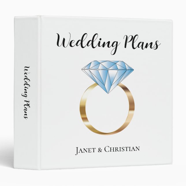 Custom Wedding Plans Diamond Ring Planning 3 Ring Binder (Front/Spine)