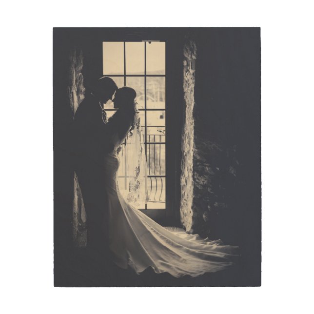 Custom Wedding Portrait Wood Wall Art (Front)