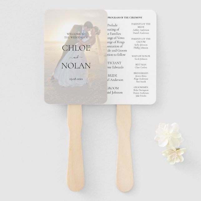 Custom Wedding Program Hand Fan (Front and Back)