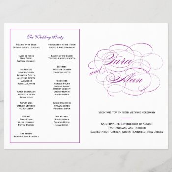 Custom Wedding Program - Purple by OrangeOstrichDesigns at Zazzle