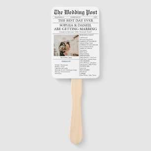 Custom Wedding Program Timeline Fan with Newspaper