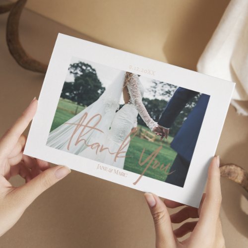 Custom Wedding Real Foil 2 photos Thank You Cards