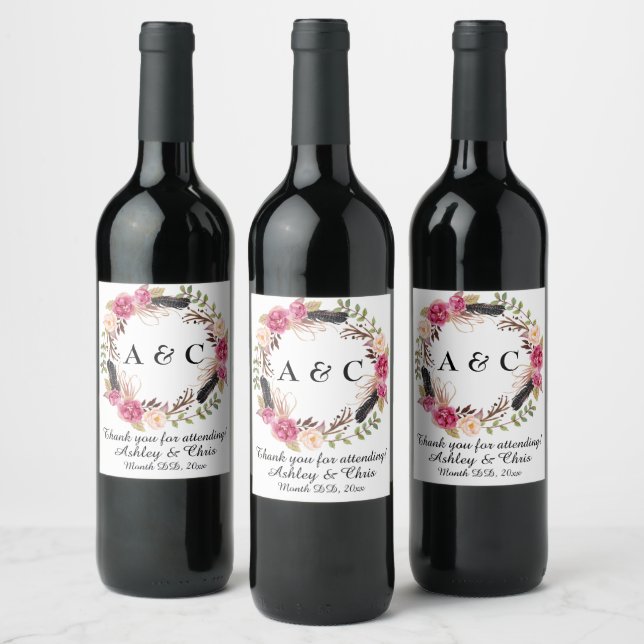 Custom Wedding Reception Favor Gift from Couple Wine Label (Bottles)