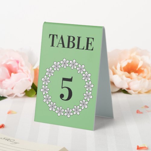 Custom wedding reception floral numbered table tent sign