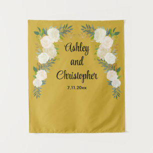 Custom Wedding Reception Prop Personalized Floral Tapestry