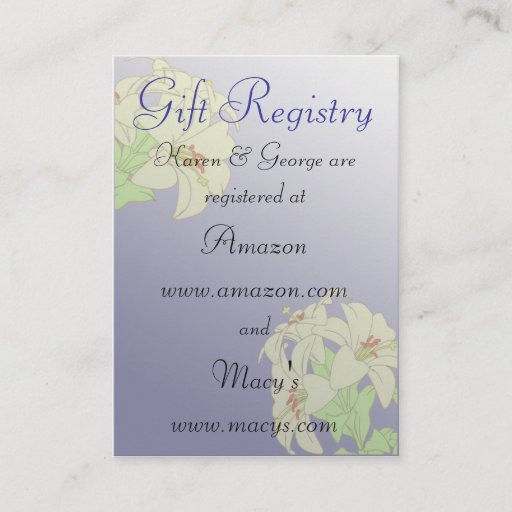 Customizable Custom Wedding Registry Cards Business Card Templates