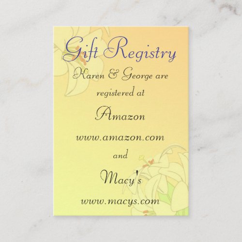Custom Wedding Registry Cards Business Cards