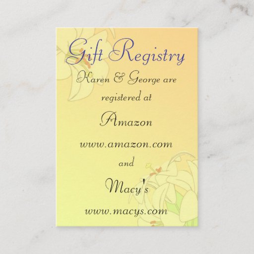 Customizable Custom Wedding Registry Cards Business Cards