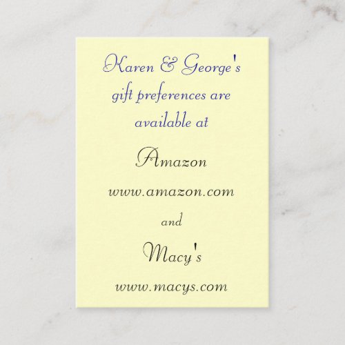 Custom Wedding Registry Cards Business Card Template